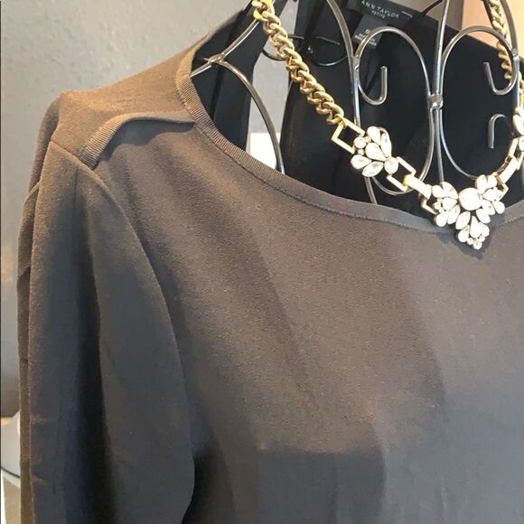 Ann Taylor black peplum petite blouse. Size SP - Picture 4 of 5